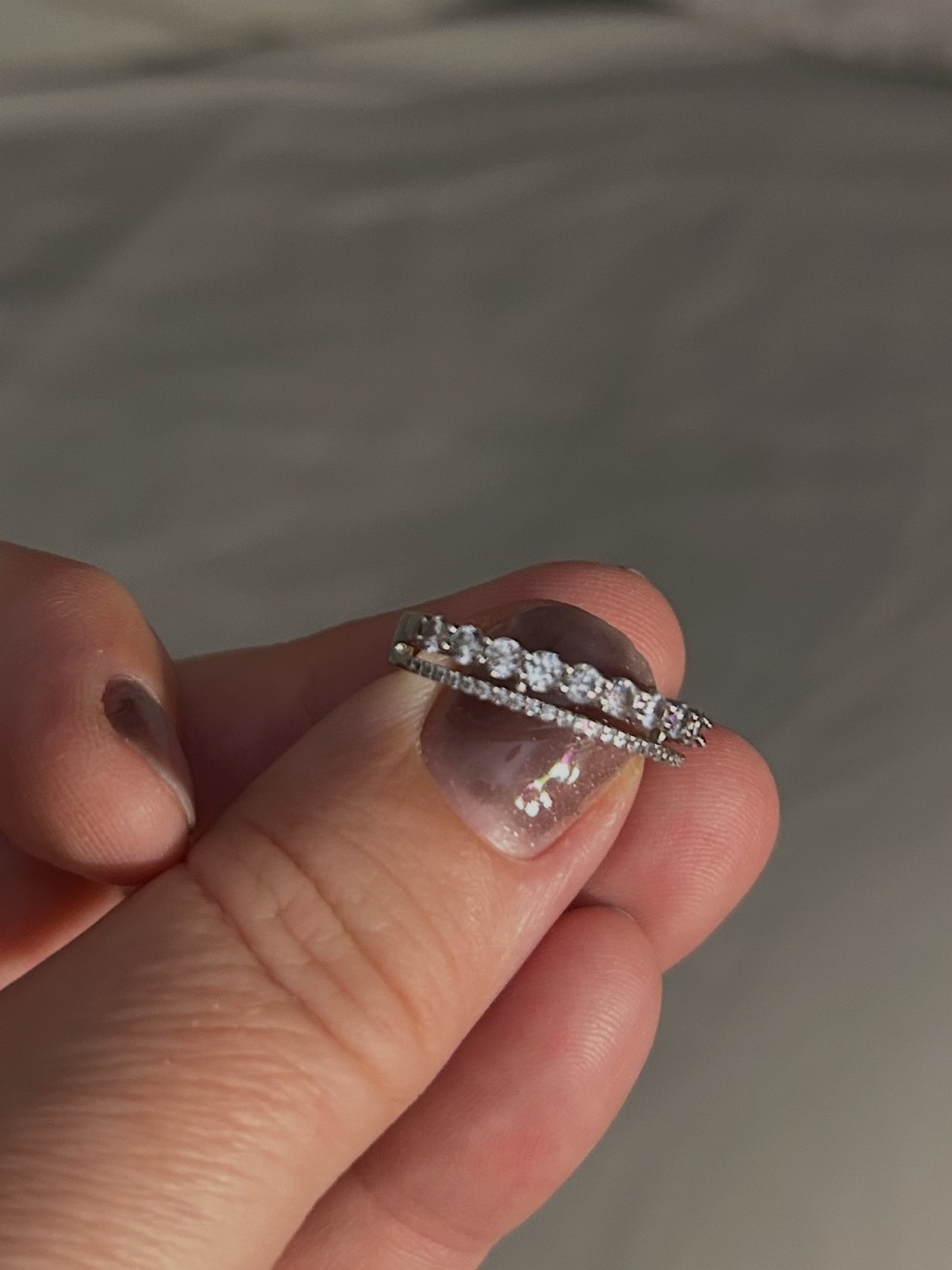 Silver-Tone Crystal Stackable Eternity Ring - Clear/White